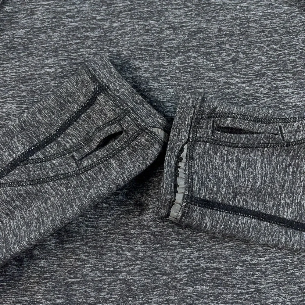 Lululemon Gray Black Full Tilt Long Sleeve Pullover Ruffle Trim T-shirt Sz 6